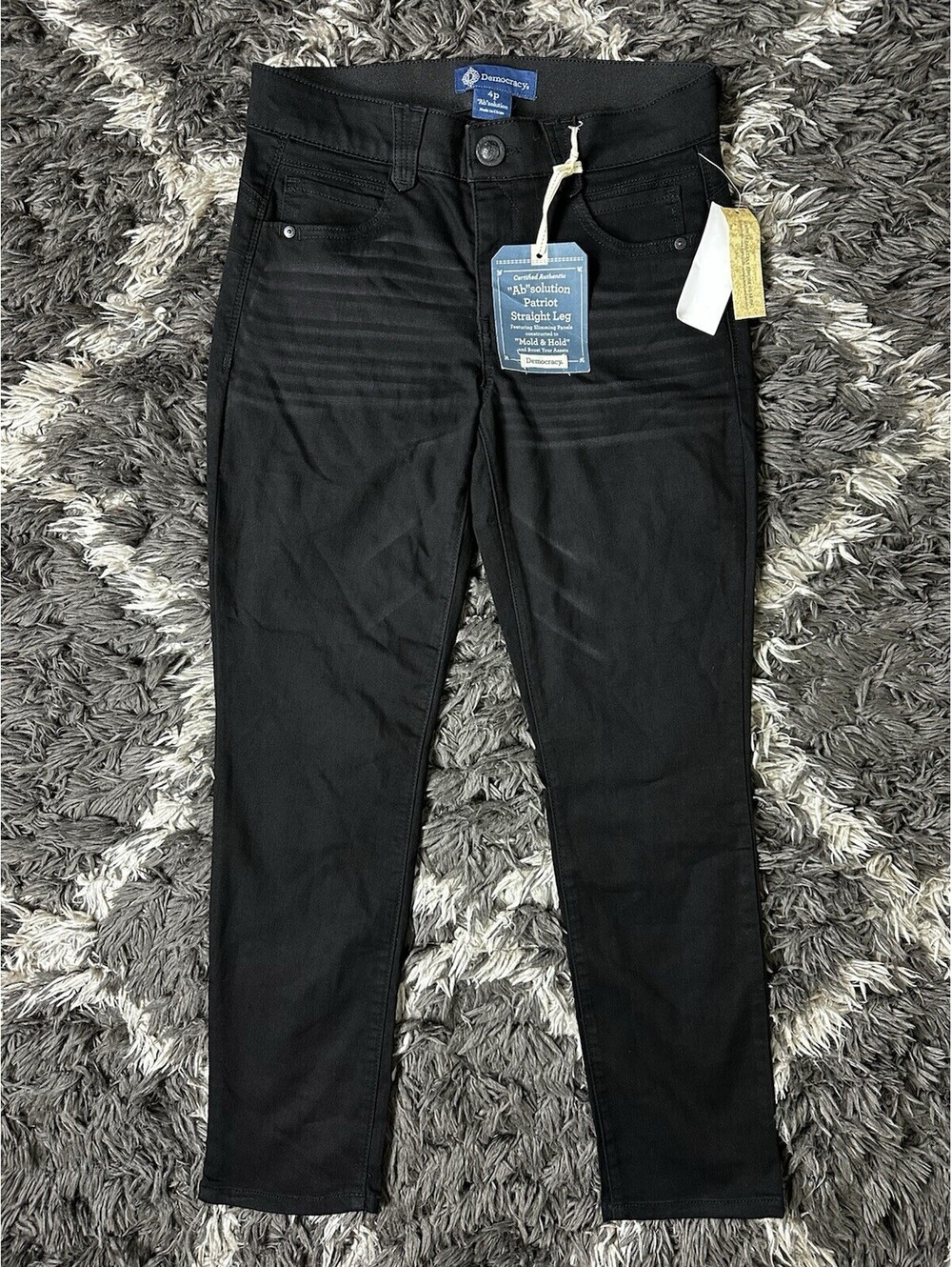 NWT Democracy Absolution Patriot Straight Leg Pants Womens 4P Black Denim Jeans